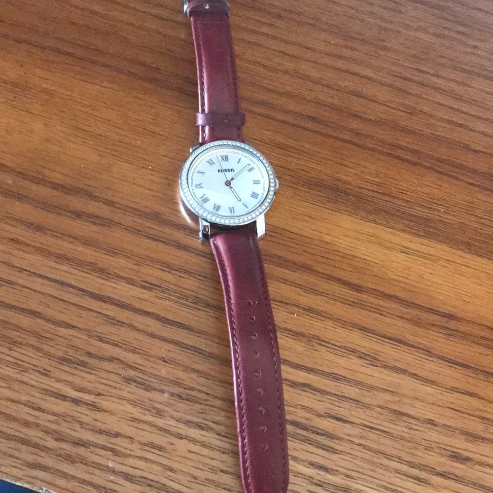 Fossil Watch with maroon band